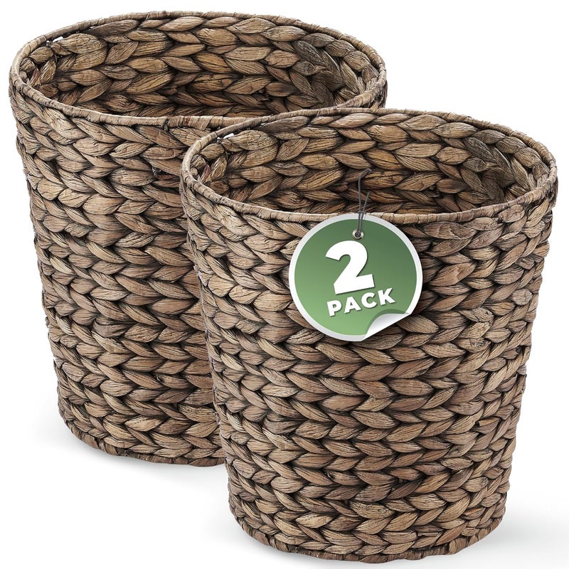 84ECO 2-Pack Black Wicker Trash Cans - Image 1